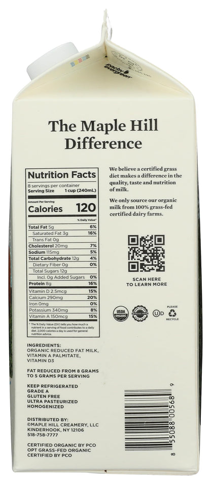 MAPLE HILL CREAMERY Organic 2% Reduced Fat Milk, 64 FZ