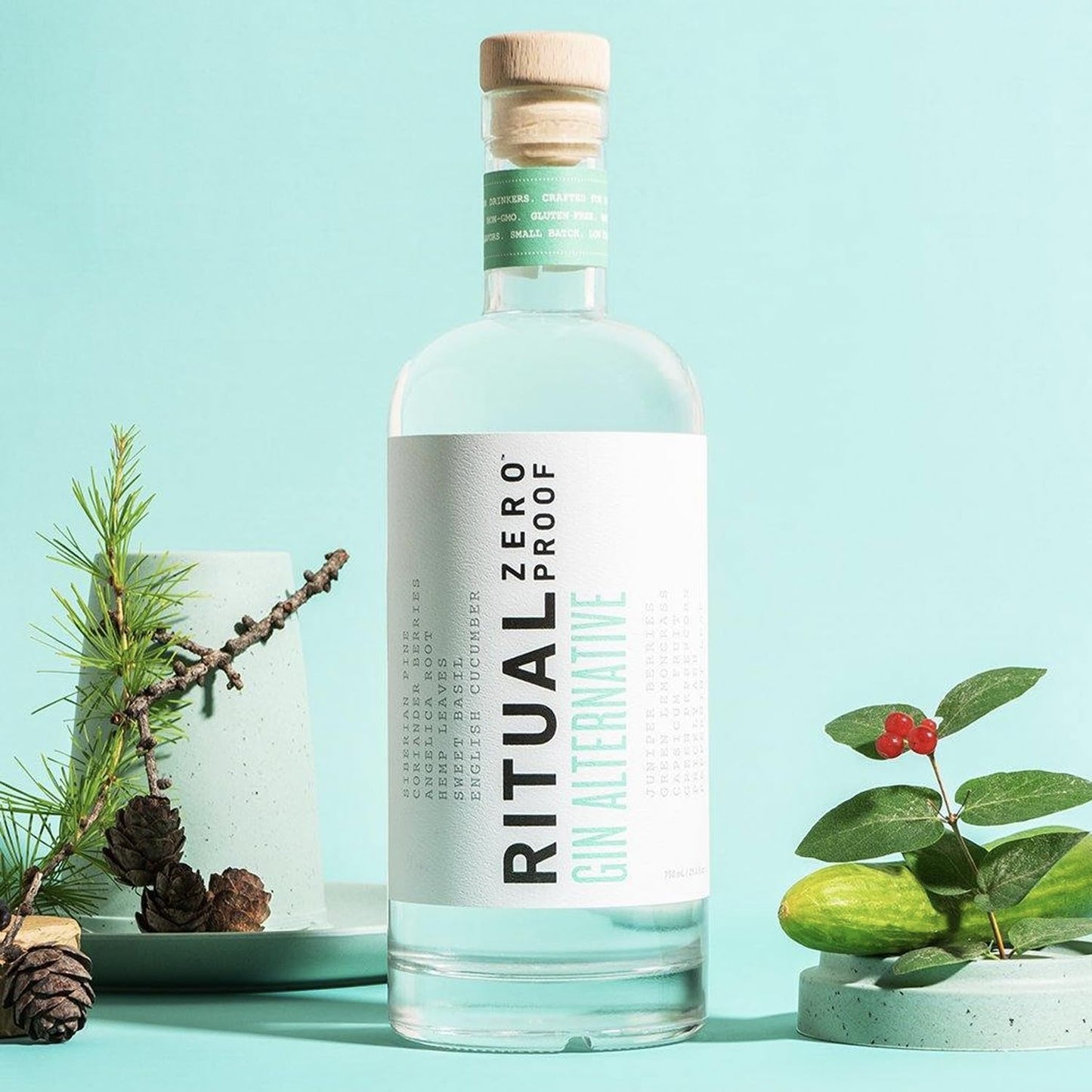 Ritual Zero Non-Alcoholic Gin Alternative with 15 Pack of Q Mixers Elderflower Tonic for your favorite Alcohol-Free Mixed Drink