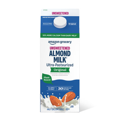 Amazon Grocery, Original Unsweetened Almond Milk, 64 Fl Oz