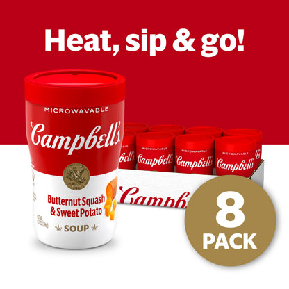 Campbell’s Sipping Soup, Butternut Squash and Sweet Potato Soup, 11.1 oz Microwavable Cup (8 Pack)