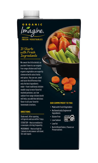 Imagine Organic Low Sodium Free Range Chicken Broth, 32 fl oz (Pack of 6)