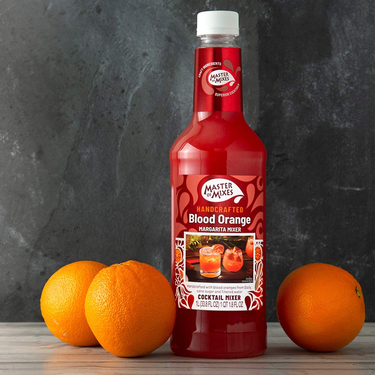 Master of Mixes Blood Orange Margarita Drink Mix, Ready To Use, 1 Liter Bottle (33.8 Fl Oz), Individually Boxed