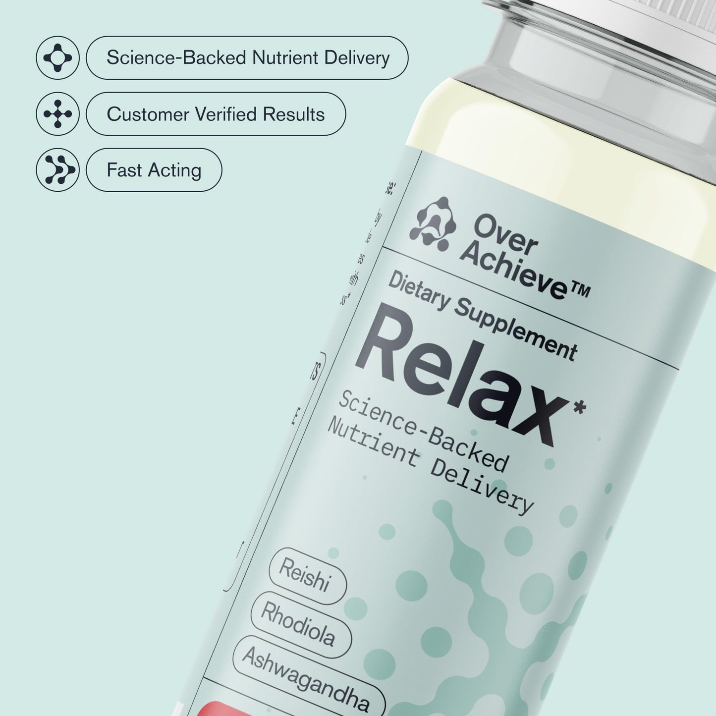 Relax Drink for Relaxation and Stress Relief, Contains Ashwagandha, Rhodiola Rosea and Reishi Mushroom with Advanced Nanoscience Technology, 3 Pack Calm Nervous System Berry Hibiscus, 2oz