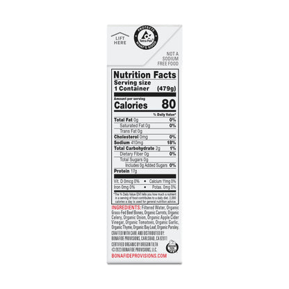 Bonafide Provisions Fresh Organic Beef Bone Broth - No Salt Added, 16.9oz - 6 Pack