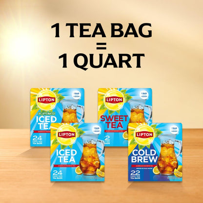 Lipton Decaf Black Iced Tea Bags, Family Size Zero Calories, 24 Total Tea Bags