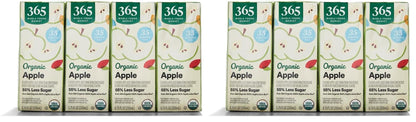 365 by Whole Foods Market, Box Juice Reduced Sugar Apple Organic, 6.75 Fl Oz, (Pack of 16)