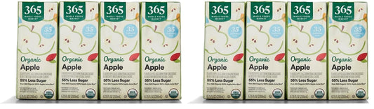 365 by Whole Foods Market, Box Juice Reduced Sugar Apple Organic, 6.75 Fl Oz, (Pack of 16)