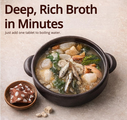 Minecook Deep Rich Flavor Broth Tablet, Natural Seafood Soup Base, 25 Count (3.5oz/100g), 1 Pack