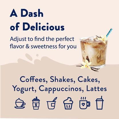 Jordan's Skinny Mixes Sugar Free Coffee Syrup, Vanilla Bean Coffee Flavoring Syrup, Naturally Sweetened Zero Calorie Drink Mix, Lattes, Baking, Protein Shake, Cocktail, Dairy & Gluten Free, 12.7 Fl Oz