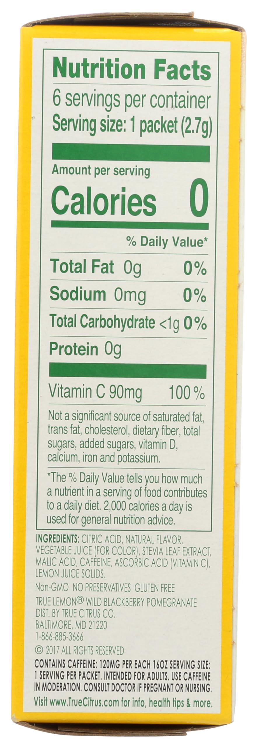 True Lemon (Energy Drinks) Wild Blackberry Pomegranate, Instant Powdered Drink Mix, 6 Count (Pack of 4)