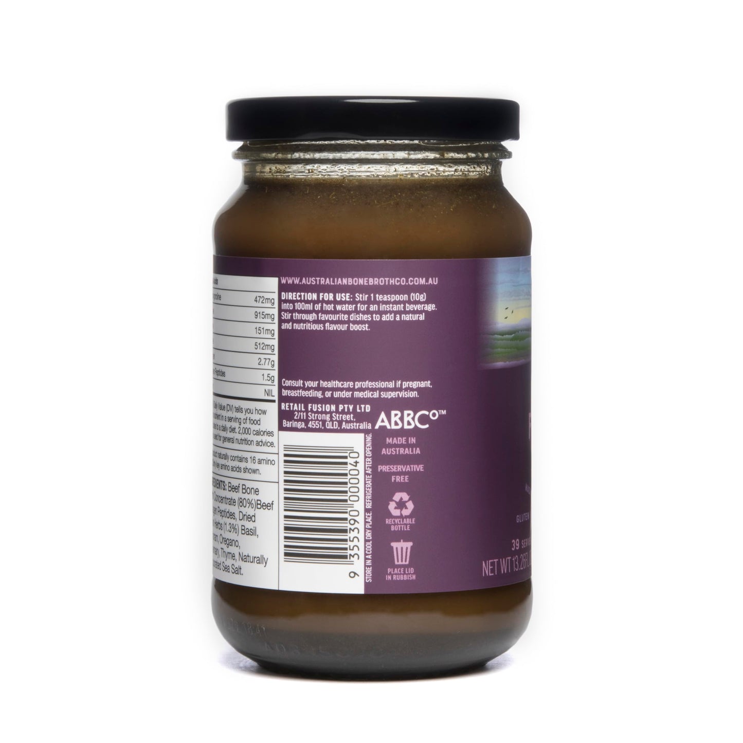 ABBCo Five Herbs Beef Broth Concentrate, Halal, Savoury Cooking Stock Base for Soups, Gravies & Sauces, Just Add Hot Water, 13.26Floz