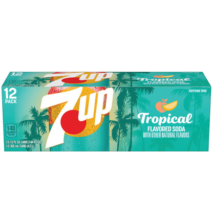7UP Tropical Soda, 12 fl oz cans, 12 pack