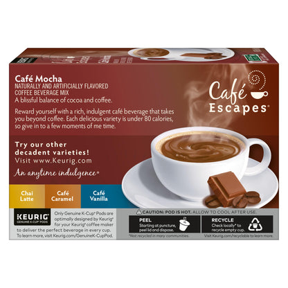 Café Escapes Café Mocha Coffee Beverage, Single-Serve K-Cup Pods, 60 Count