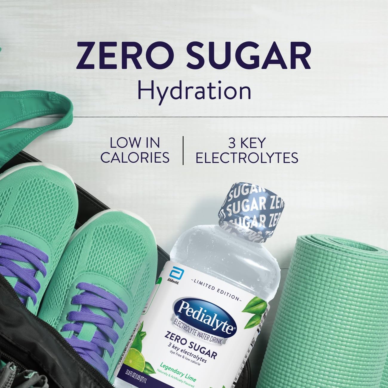 Pedialyte Electrolyte Water With Zero Sugar | Hydration With Key Electrolytes | Hydration Low in Calories | Legendary Lime, 1 Liter, Pack of 4