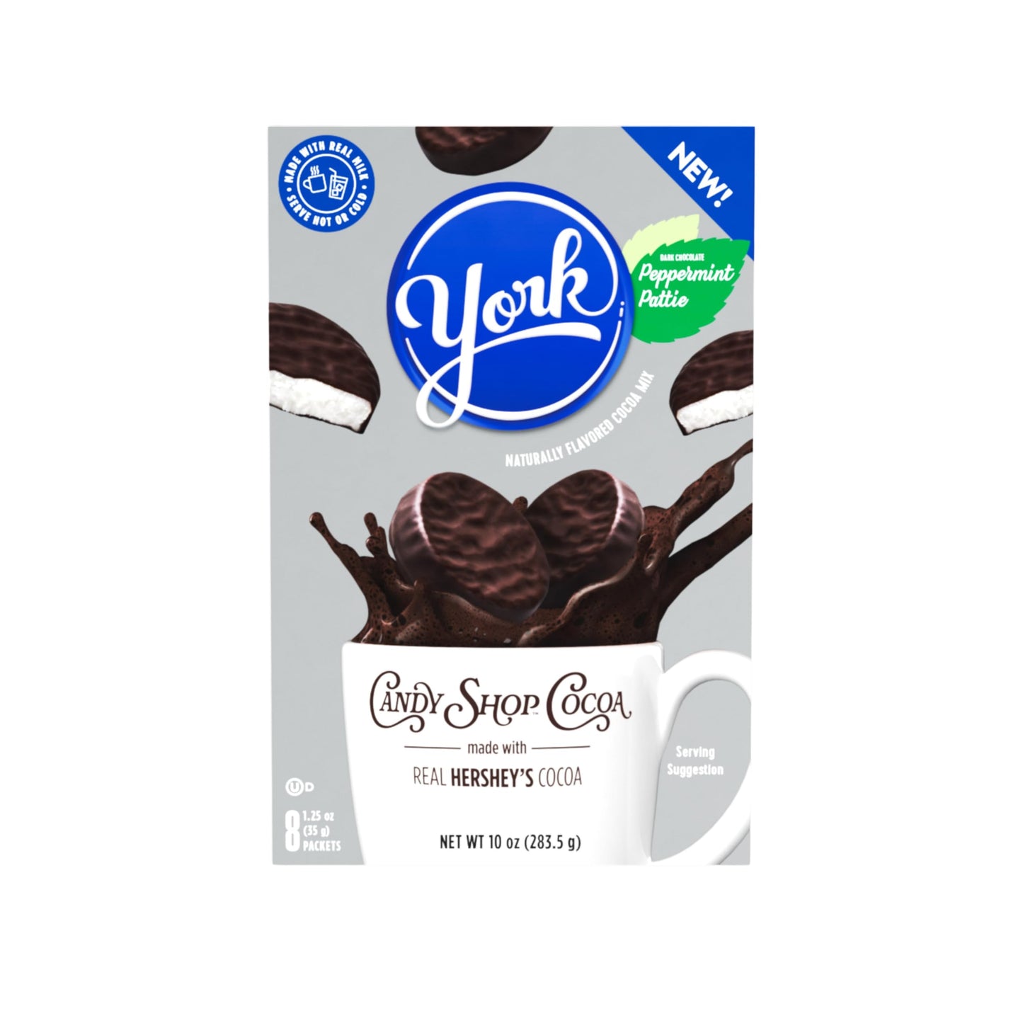 Candy Shop Cocoa Mix Variety Pack, Hot Chocolate, HERSHEY'S Milk Chocolate, REESE’S Peanut Butter Cup, YORK Peppermint Pattie, Make Hot or Iced, Made With Real Milk, 8 Packets Each (Pack of 24)