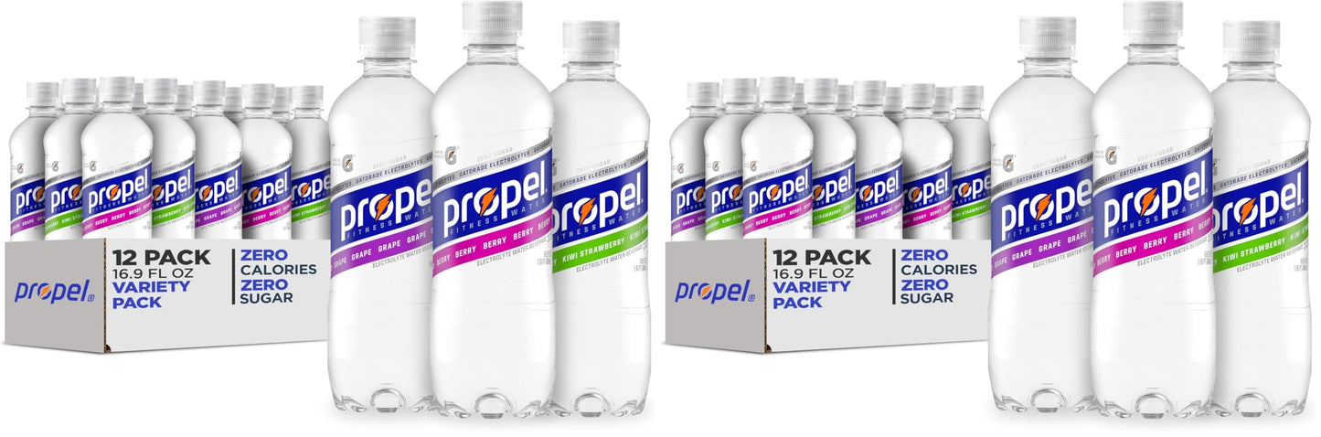 Propel,3 Flavor Variety Pack,Zero Calorie Sports Drinking Water with Electrolytes and Vitamins C&E,16.9 Fl Oz,(Pack of 24)