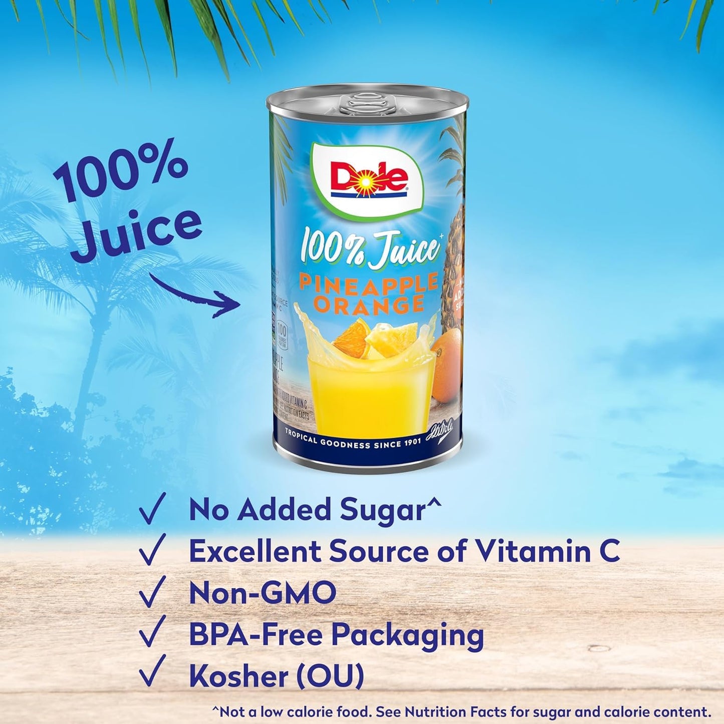 Dole 100% Pineapple Orange Juice, No Added Sugar, Excellent Source of Vitamin C, 100% Fruit Juice, 6 Fl Oz (Pack of 6), Packaging May Vary