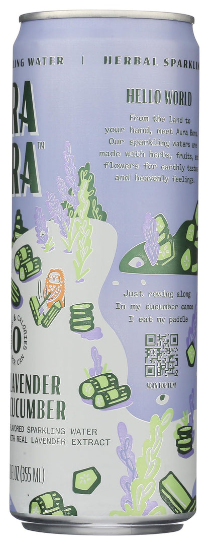 Aura Bora Herbal Sparkling Water Lavender Cucumber, 12 Ounce