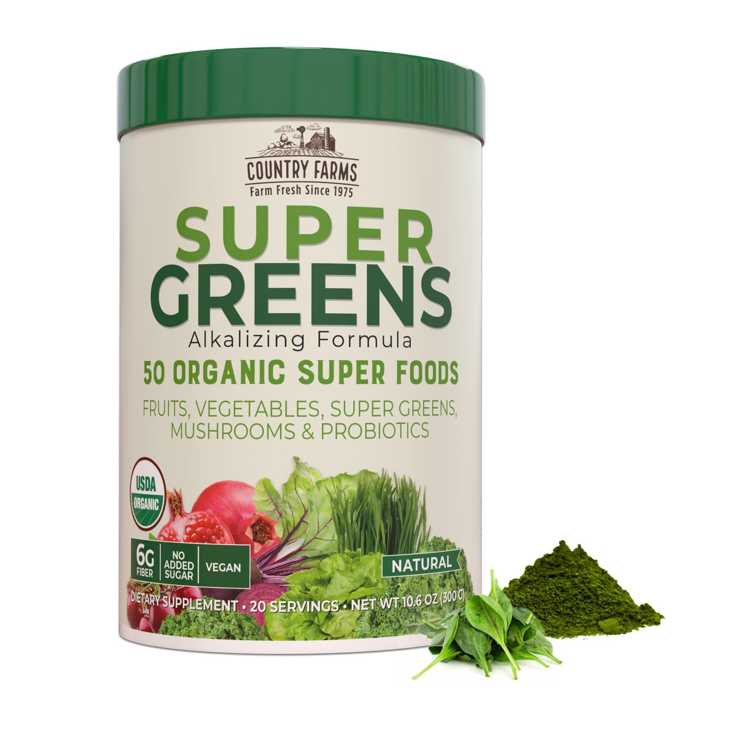 COUNTRY FARMS Super Greens Drink Mix Bundle - Natural & Chocolate Flavors, 50 Organic Superfoods, 20 Servings Each