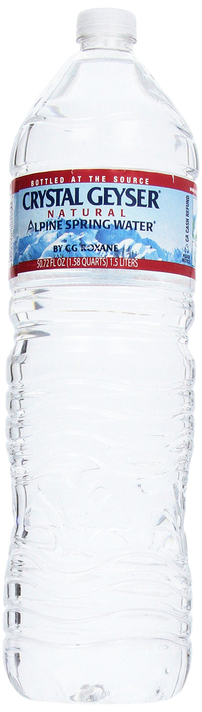 Crystal Geyser, Alpine Spring Water, 1.5 Liter Bottle (Pack of 6)