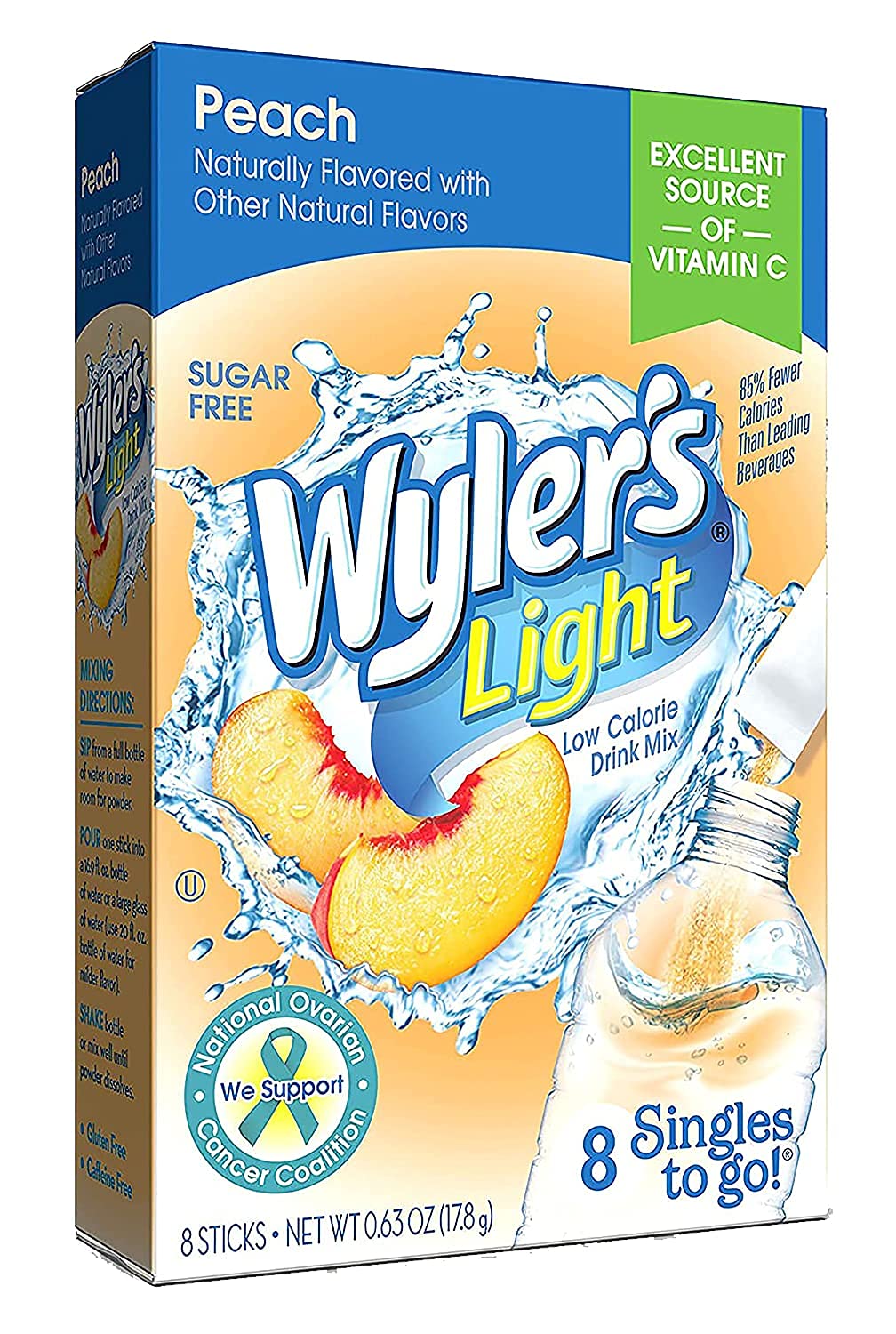 Wyler's Light Singles To Go (6 Pack), Peach Water Drink Mix, 48 Total Powder Drink Mix Packets
