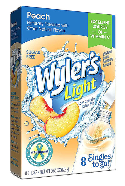 Wyler's Light Singles To Go (6 Pack), Peach Water Drink Mix, 48 Total Powder Drink Mix Packets