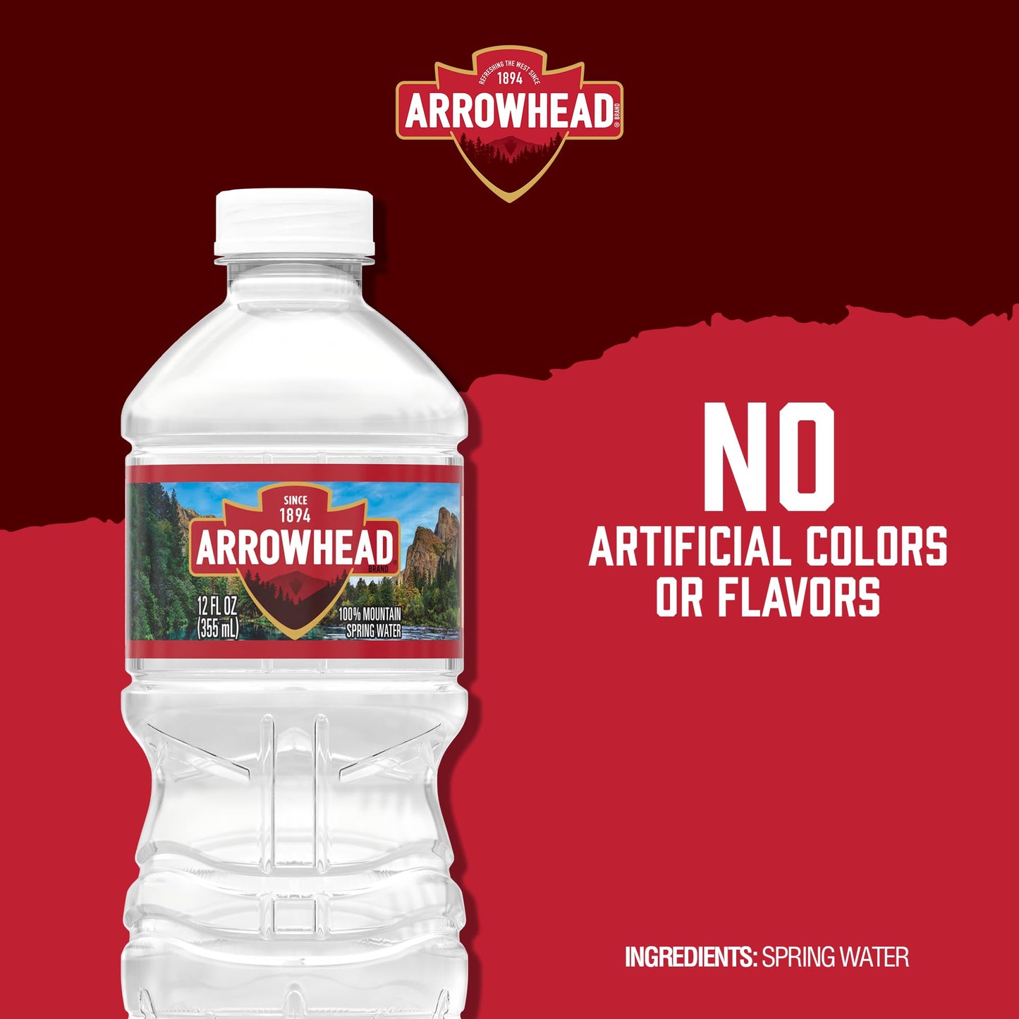 Arrowhead Mountain Spring Water Bottles, 24 Pack - Still Bottled Water with Naturally Occurring Minerals & Electrolytes for Taste - 12 Fl Oz