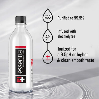 Essentia Bottled Water, 500 mL, 6-Pack, Supercharged Ionized Alkaline Water, 99.9% Pure, pH of 9.5 or Higher