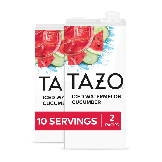 TAZO Iced Watermelon Cucumber Herbal Tea Concentrate, Caffeine-Free, 32 Fl Oz Caton (Pack of 2)