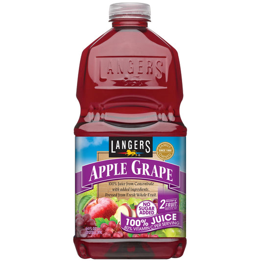 Langers 100% Juice with Vitamin C, Apple Grape, 64 Fl Oz (Pack of 8)