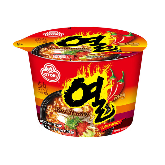 OTOKI Yeul Ramen Bowl – Super Spicy Korean Ramen with Savory Broth, Chewy Noodles, 3.70oz (Pack of 6)