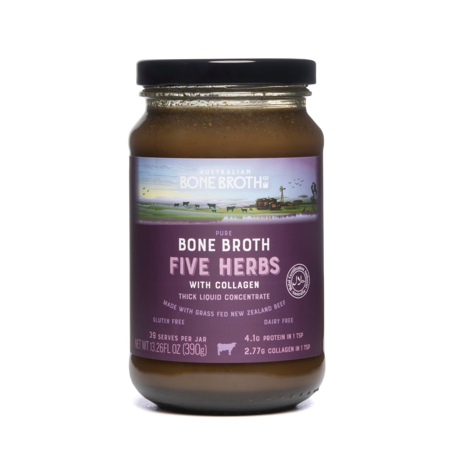 ABBCo Five Herbs Beef Broth Concentrate, Halal, Savoury Cooking Stock Base for Soups, Gravies & Sauces, Just Add Hot Water, 13.26Floz