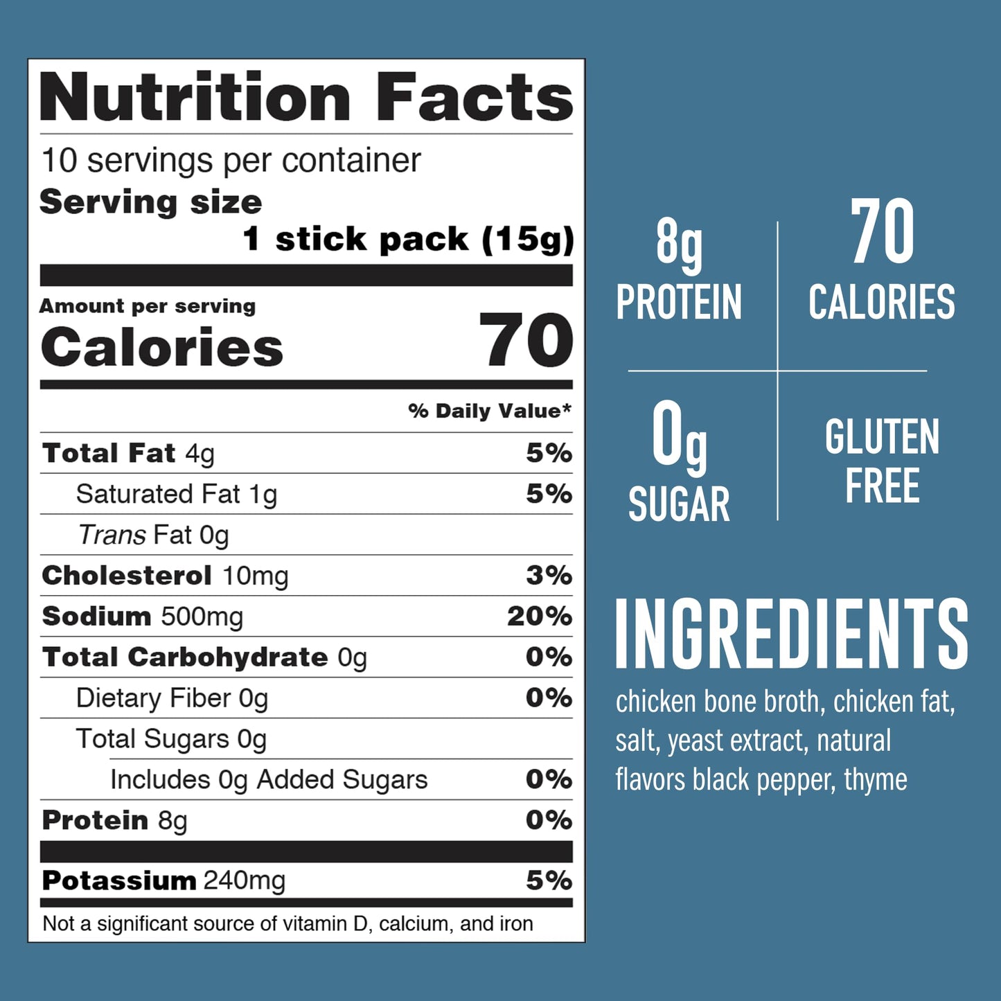 LonoLife Keto Chicken Bone Broth Powder Mix | 10g Protein | Collagen-Rich, Keto & Paleo Friendly | Natural Ingredients | 10 Portable Stick Pack Servings