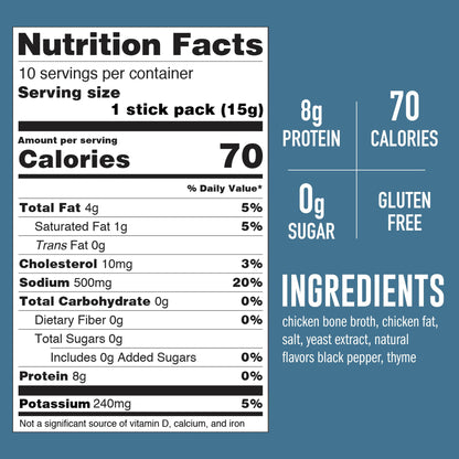 LonoLife Keto Chicken Bone Broth Powder Mix | 10g Protein | Collagen-Rich, Keto & Paleo Friendly | Natural Ingredients | 10 Portable Stick Pack Servings