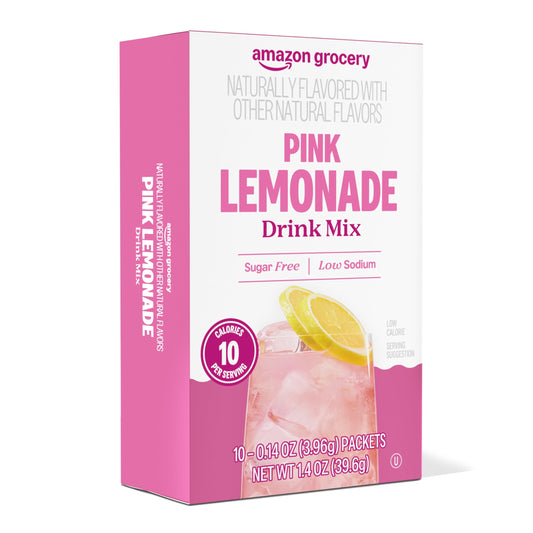 Amazon Grocery, Pink Lemonade Drink Mix, 10 packets, 1.4 Oz