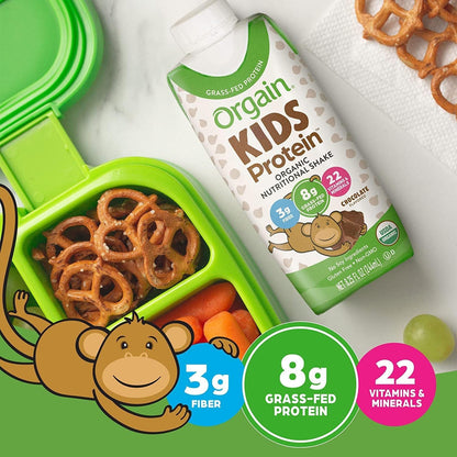 Orgain Organic Kids Protein Nutritional Shake, Chocolate + Vanilla, 8.25 Fl Oz (Pack of 4)