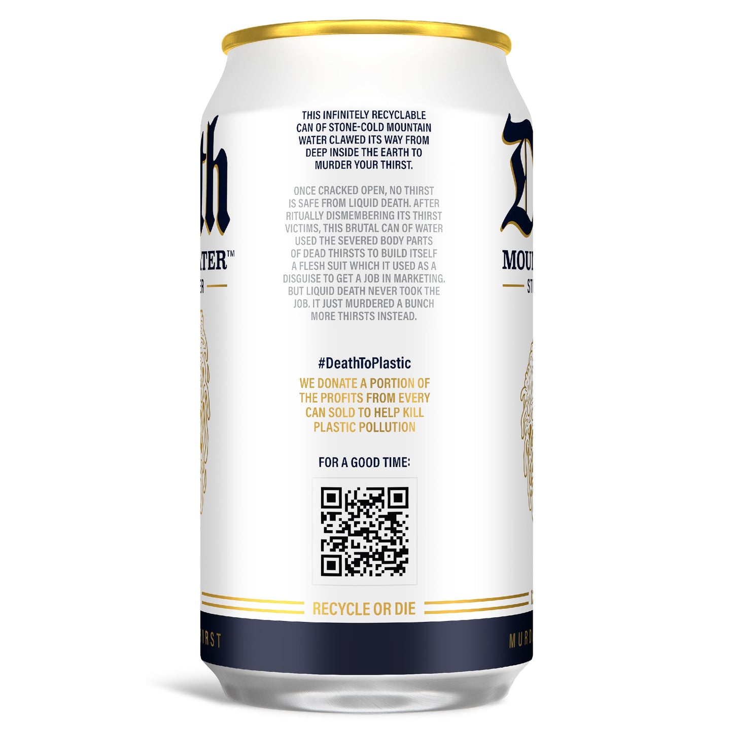 Liquid Death Still Mountain Water, Real Mountain Source, Ice-Cold Cans, Infinitely Recyclable, 12 Fl Oz (Pack of 12)