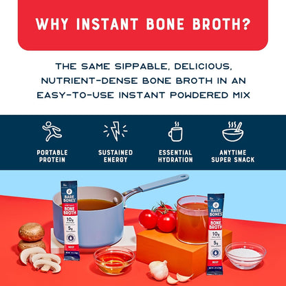 Bare Bones Beef Bone Broth Instant Powdered Mix Packets 4 Pack