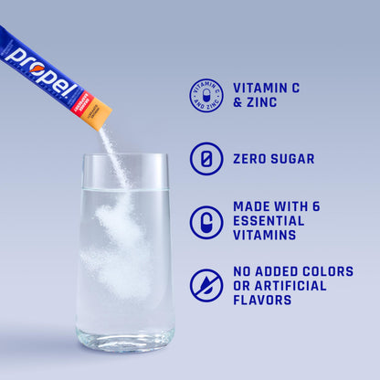 Propel Immune Support Electrolyte Powder Drink Mix, Lemon Blackberry, (96 Servings), 100% DV Vitamin C, Good Source of Zinc, Zero Sugar, Gatorade Electrolytes, No Added Colors, No Artificial Flavor