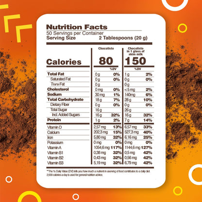 Chocolisto Instant Chocolate Drink, Nutritious Beverage with Vitamins and Minerals, 35.2 oz, Pack of 1.
