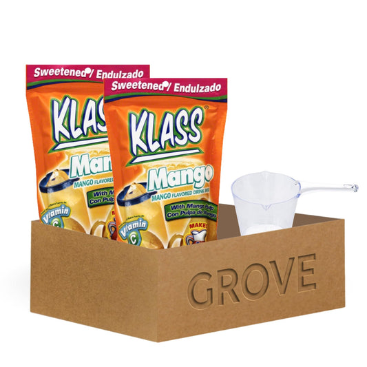 Klass – 2x Klass Bev Mix Mango Sweetened 14.1 OZ Bundle with Plastic Clear Measuring Cup – Refreshing Mango Flavored Drink Mix with Vitamin C for Quick Mixing and Easy Preparation Gift Set (3 Items)