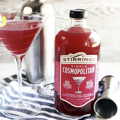 Stirrings Pack Cosmopolitan Cocktail Mix 750ml Bottle - Real Juice No Preservatives - 90 Calories - Drink Mixer