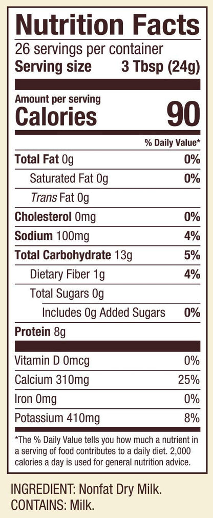 Bob's Red Mill Non-Fat Dry Milk Powder, 22oz (Pack of 1) - Makes 26 Cups per Bag, Made in USA, Unflavored, Kosher