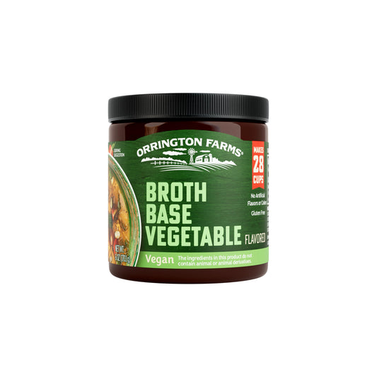 Orrington Farm Vegan Vegetable Flavored Broth Base, Bring Flavor to Your Favorite Soups & Stews, Gluten Free, No Artificial Flavors or Colors, Vegetarian Friendly, Easy-to-Use, 6oz Jar