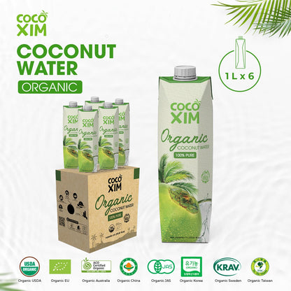 COCOXIM Ready to Drink Organic Coconut Water - 33.8 oz (Pack of 6)| Zero Added Sugar| Natural & Fresh with Electrolytes & Nutrients