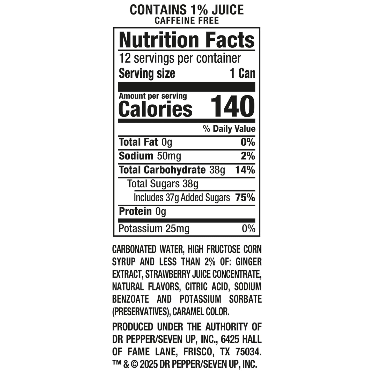 Canada Dry Fruit Splash Strawberry Ginger Ale Soda, 12 fl oz cans, 12 pack