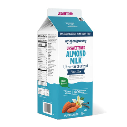 Amazon Grocery, Vanilla Unsweetened Almond Milk, 64 fl oz (Previously Amazon Fresh, Packaging May Vary)