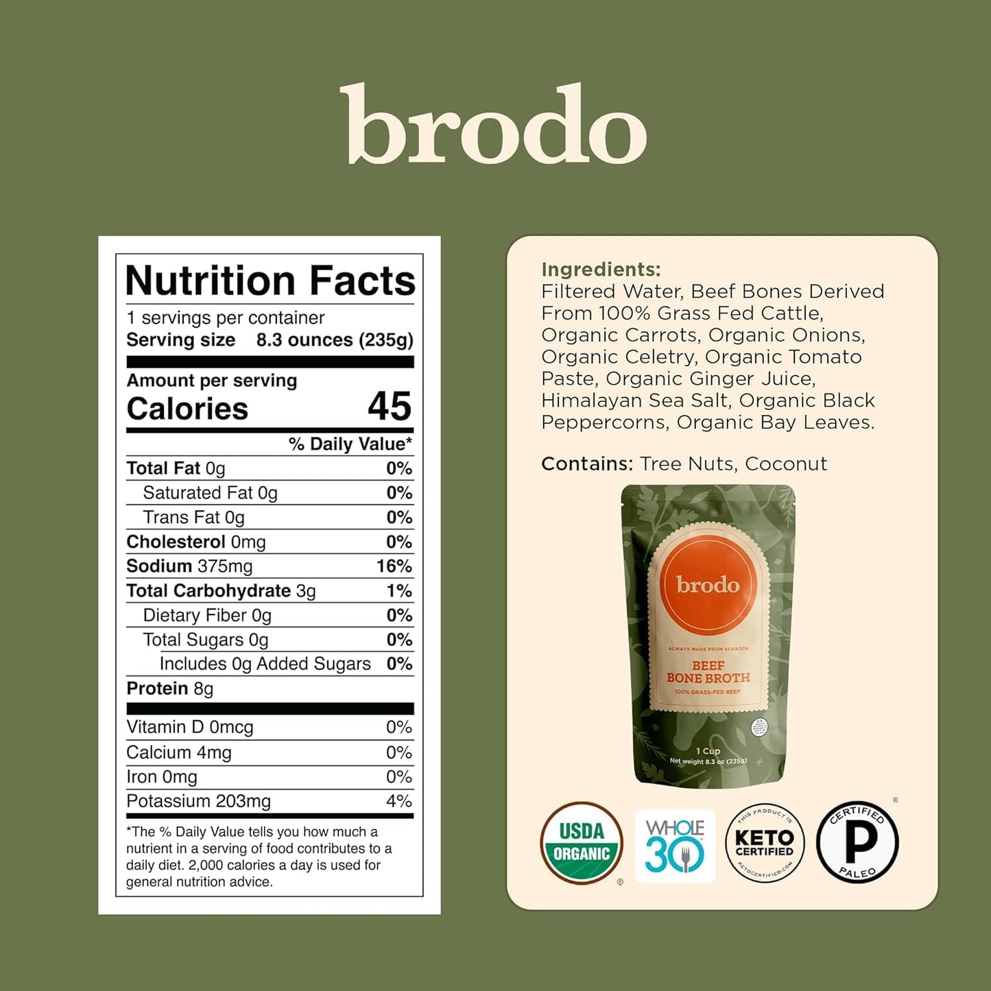 Brodo Broth Bundle with Variety Pack and Grass-Fed Beef Bone Broth, 8.3 oz (12 Cups Total)