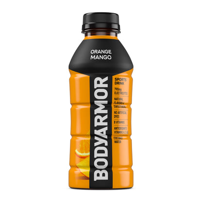 BODYARMOR Sports Drink Sports Beverage, Orange Mango, Coconut Water Hydration, Natural Flavors With Vitamins, Potassium-Packed Electrolytes, Perfect For Athletes, 16 Fl Oz (Pack of 12)