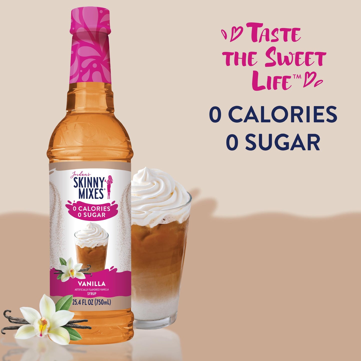 Jordan's Skinny Mixes Sugar Free Coffee Syrup, Vanilla Coffee Flavoring Syrup, Zero Calorie Drink Mix, Lattes, Baking, Protein Shake or Cocktail, Dairy & Gluten Free, Kosher, 25.4 Fl Oz
